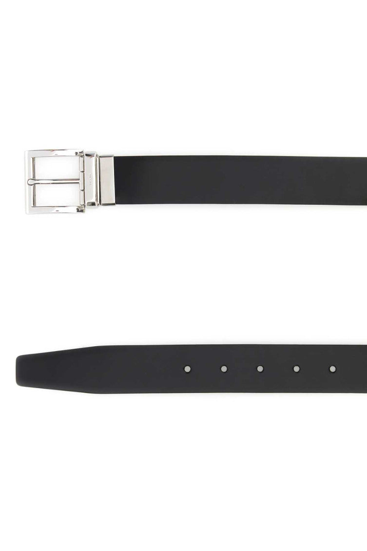 Black Logo Buckle Reversible Belt 2