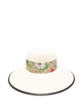 Beige Flora Floral Panama Hat 1
