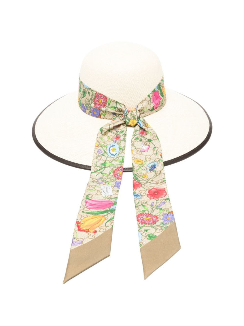 Beige Flora Floral Panama Hat 2