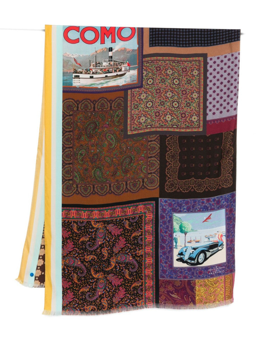 Brown Patchwork Paisley Scarf 1
