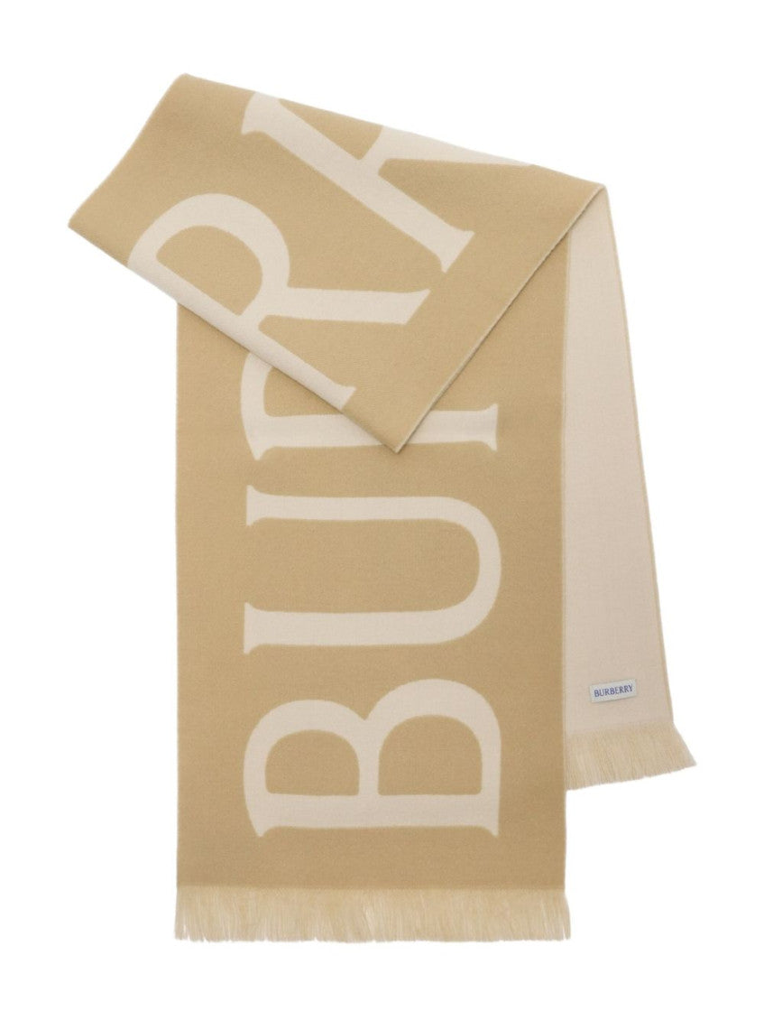 Beige Logo Wool Scarf 2