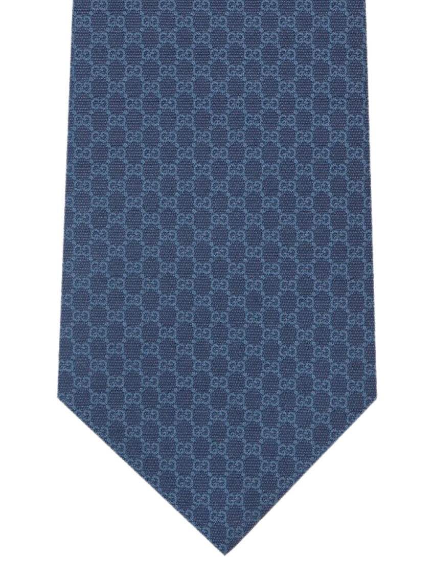 Navy Blue GG jacquard silk tie 2