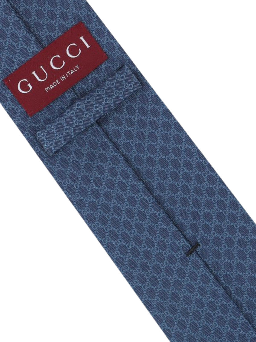Navy Blue GG jacquard silk tie 3