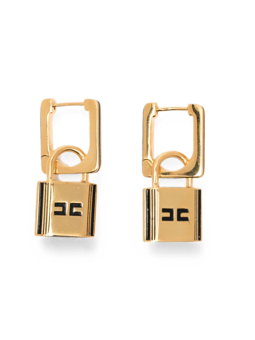 Golden Padlock Drop Earrings 1
