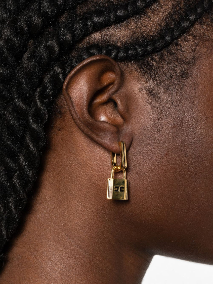 Golden Padlock Drop Earrings 2