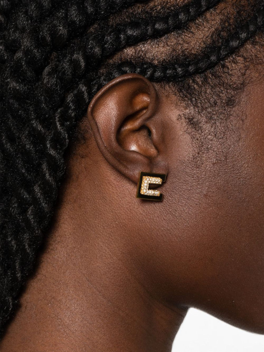 Golden Logo Stud Earrings 2