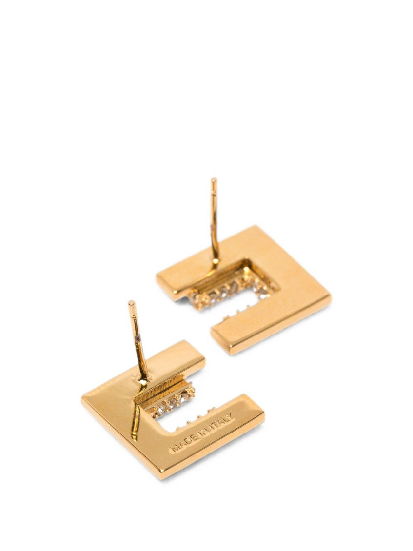 Golden Logo Stud Earrings 3
