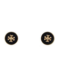 Golden Black Logo Stud Earrings 1