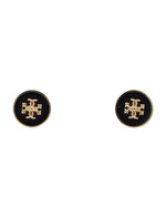 Golden Black Logo Stud Earrings 1