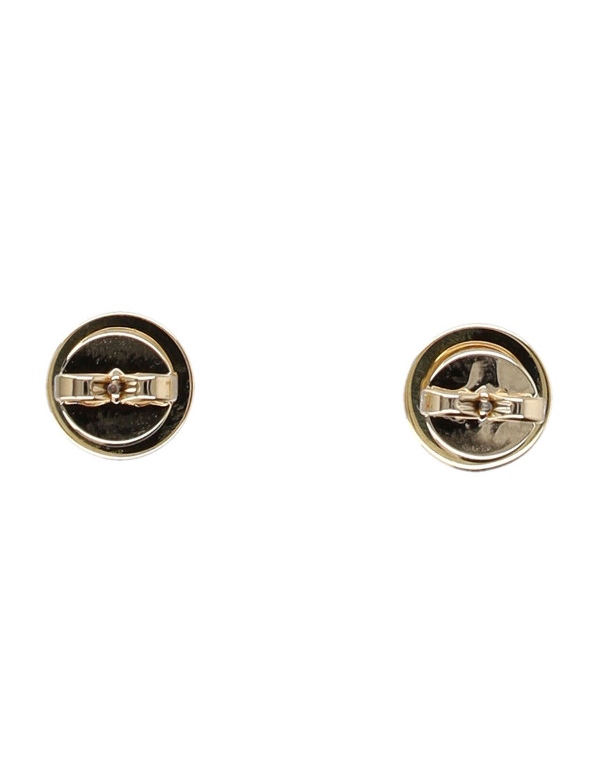 Golden Black Logo Stud Earrings 2