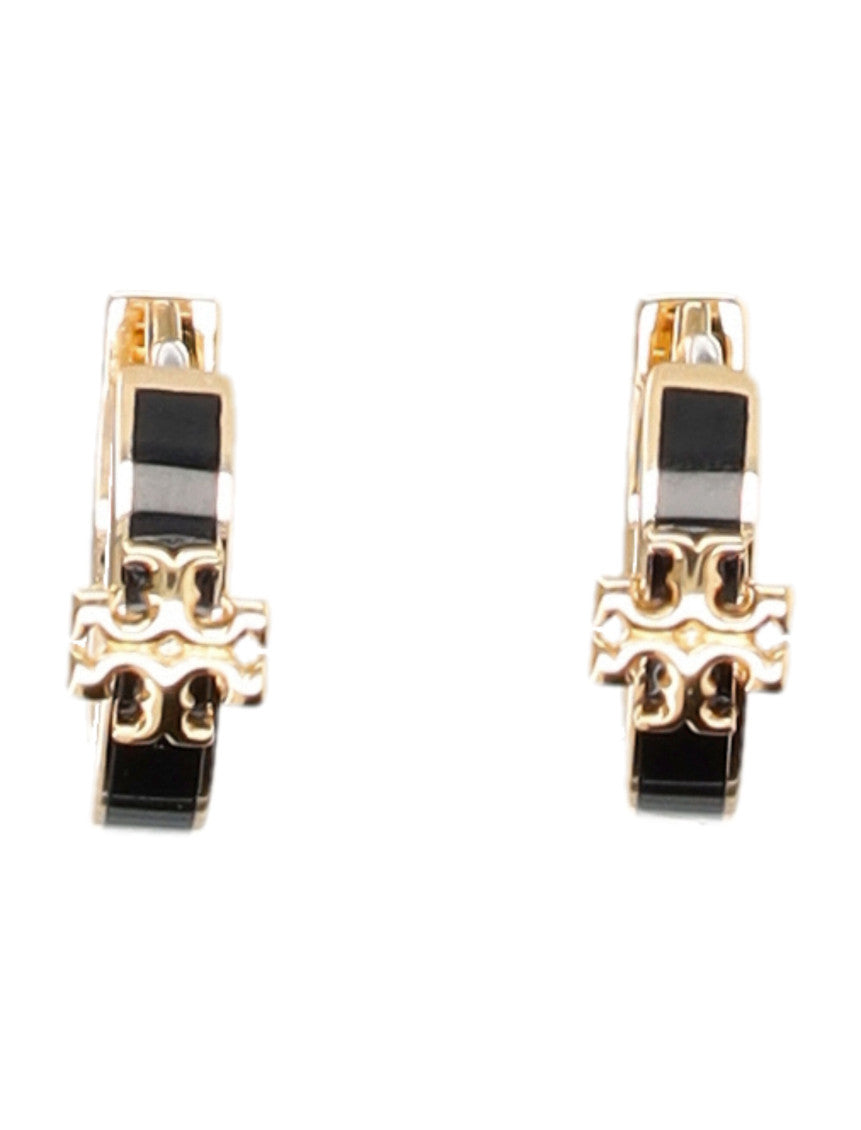 Golden Kira Enamel Huggie Earrings 1