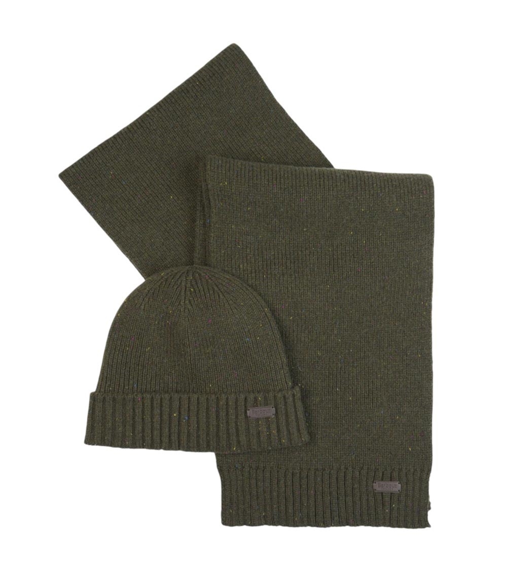 Olive Logo Beanie And Scarf Set 1