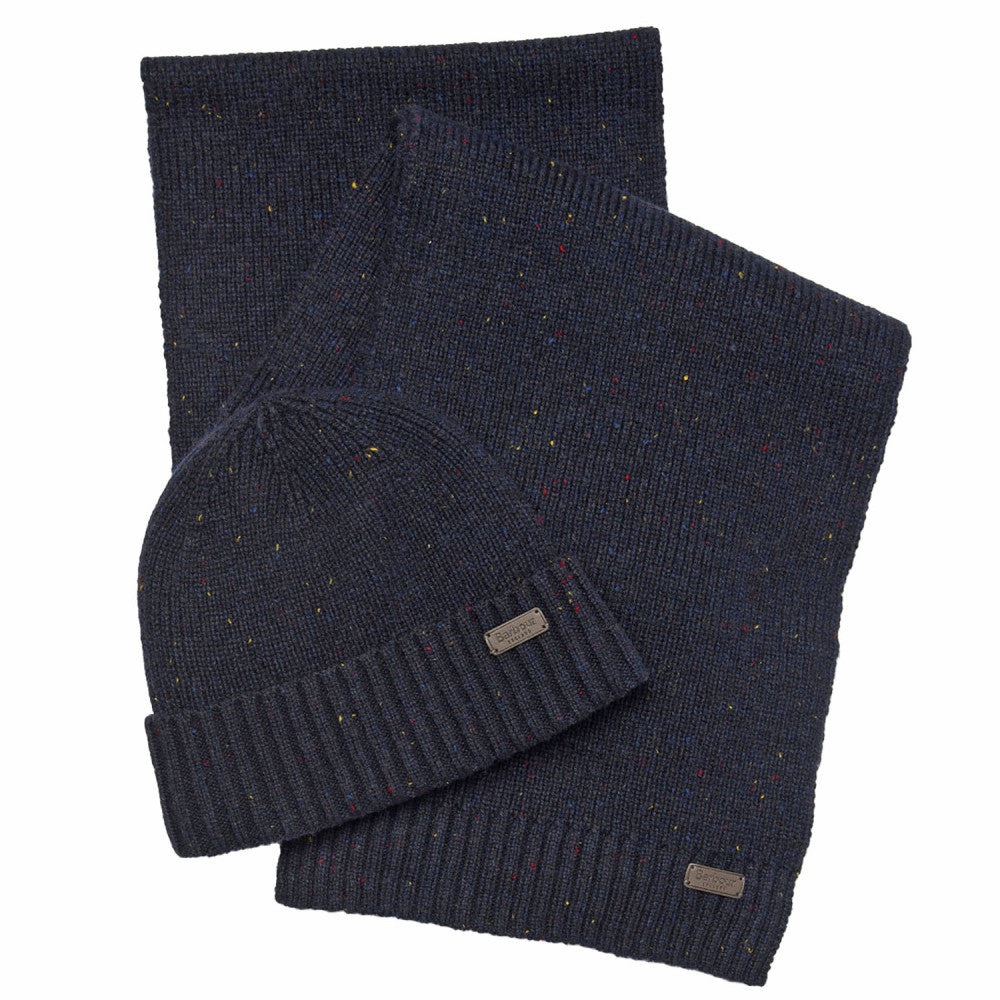 Navy Blue Logo Beanie And Scarf Set 1