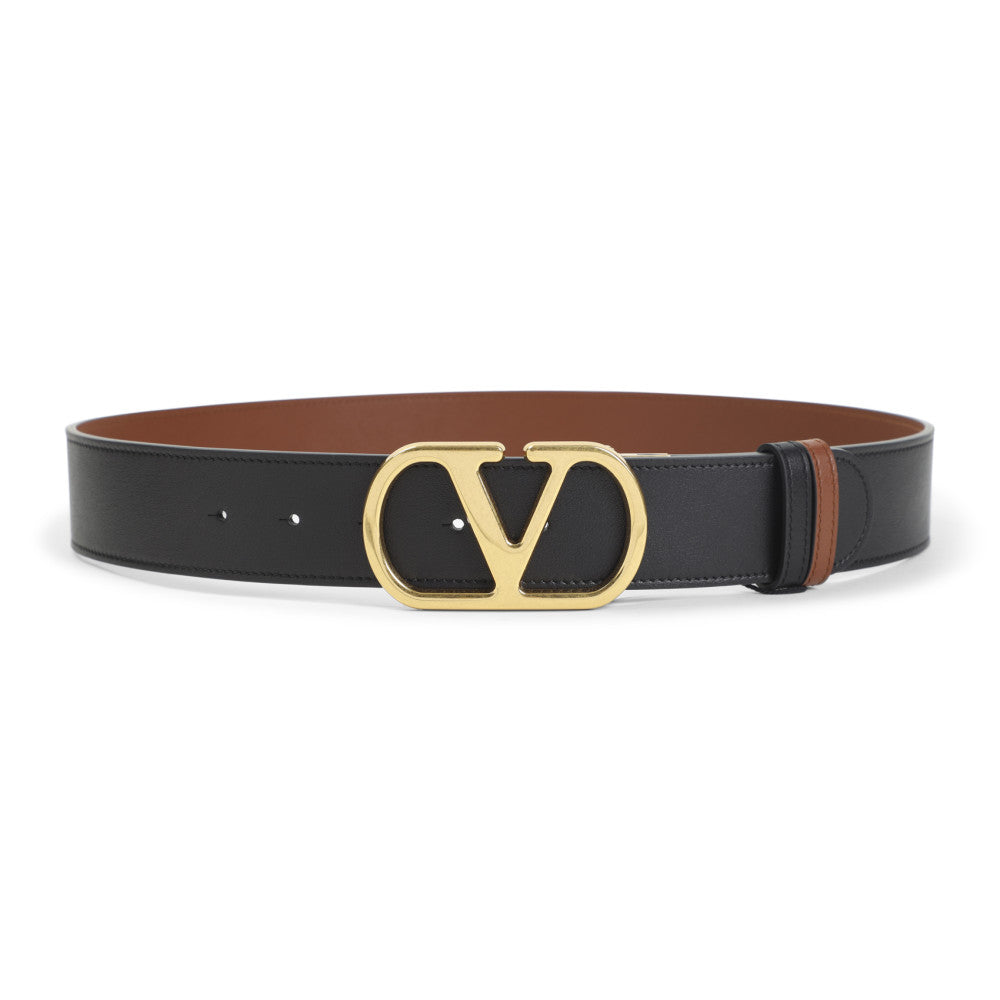 Black VLogo Solid Reversible Belt 1