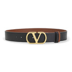 Black VLogo Solid Reversible Belt 1