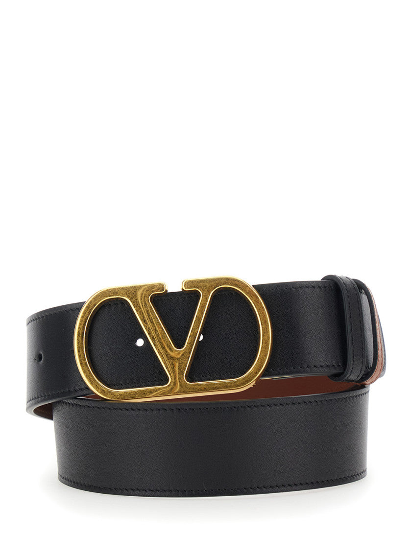 Black VLogo Solid Reversible Belt 2