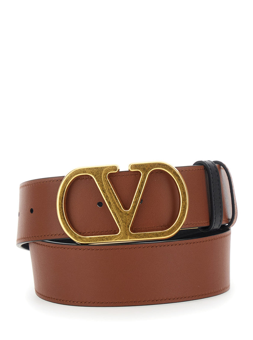 Black VLogo Solid Reversible Belt 4