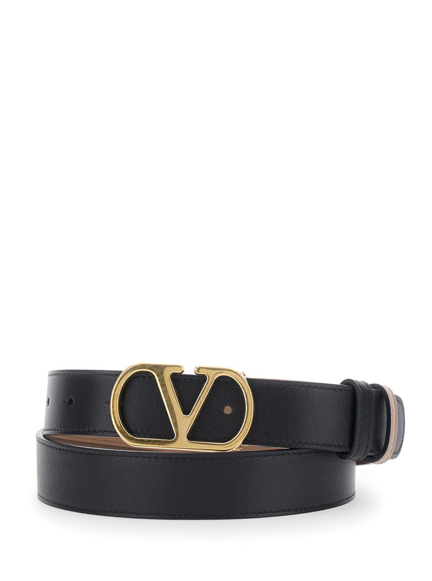 Black VLogo Solid Reversible Belt 2