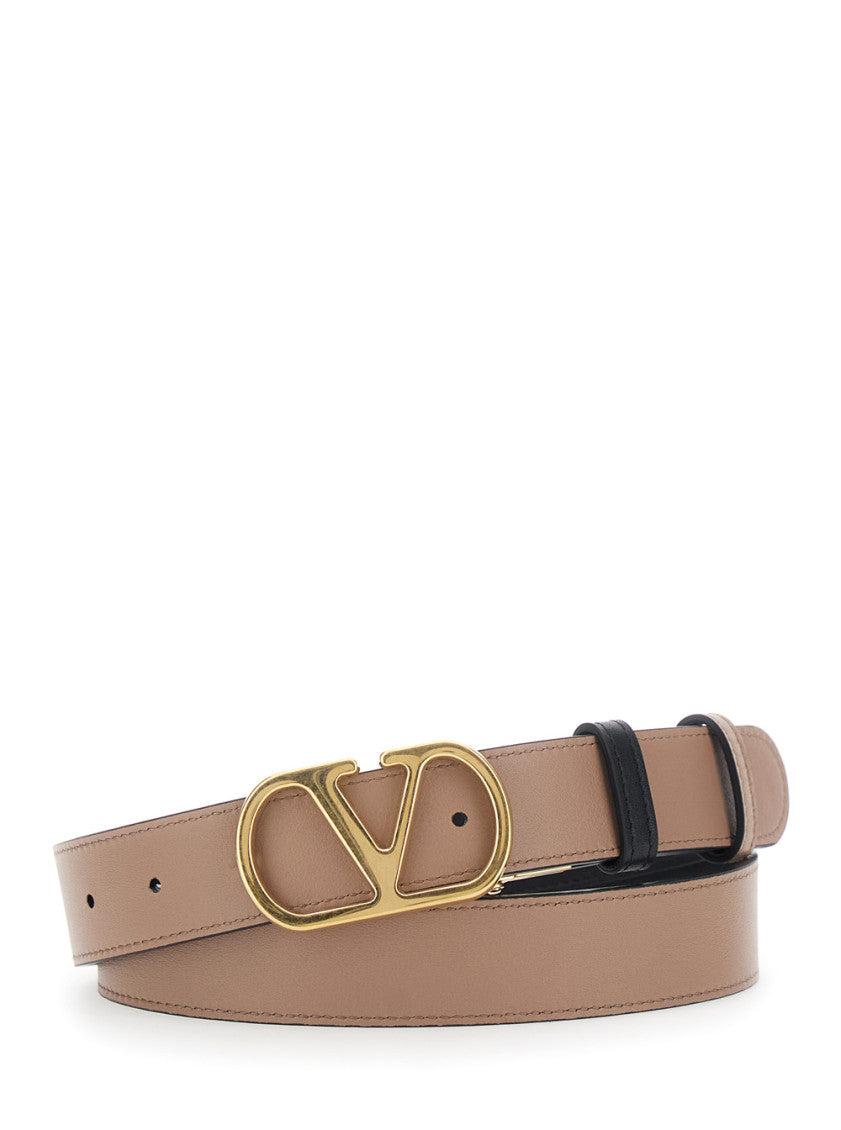 Black VLogo Solid Reversible Belt 4