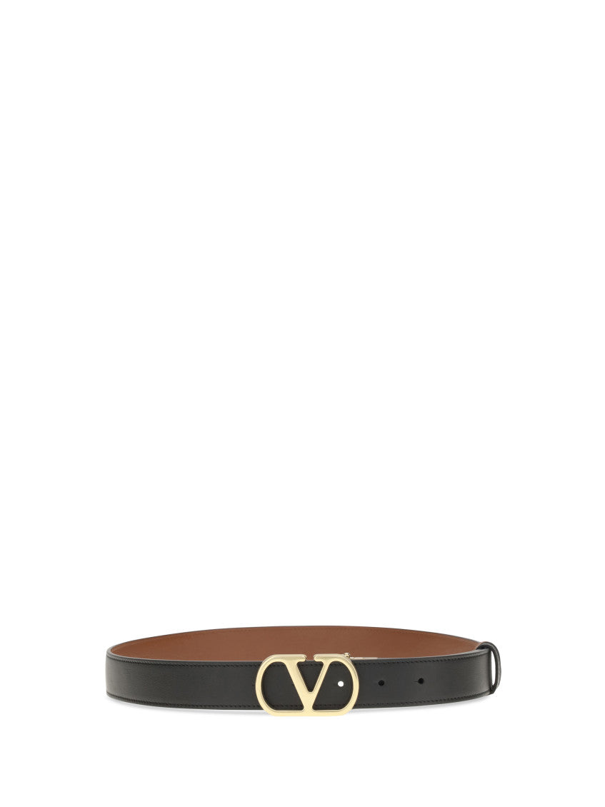 Black VLogo Solid Reversible Belt 1