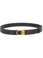 Black VLogo Solid Buckle Belt 1
