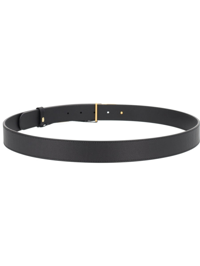 Black VLogo Solid Buckle Belt 2