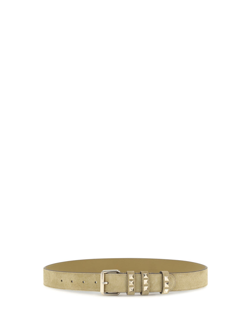 Beige Textured Buckle Belt 1