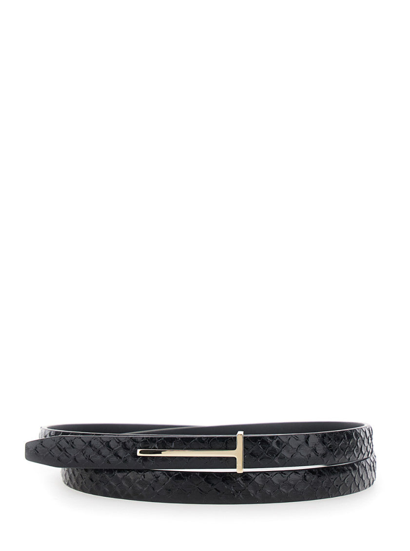 Black Textured Buckle Belt 1