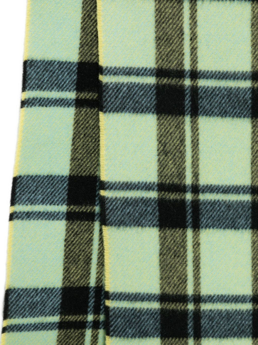 Green Checked Fringed Scarf 2