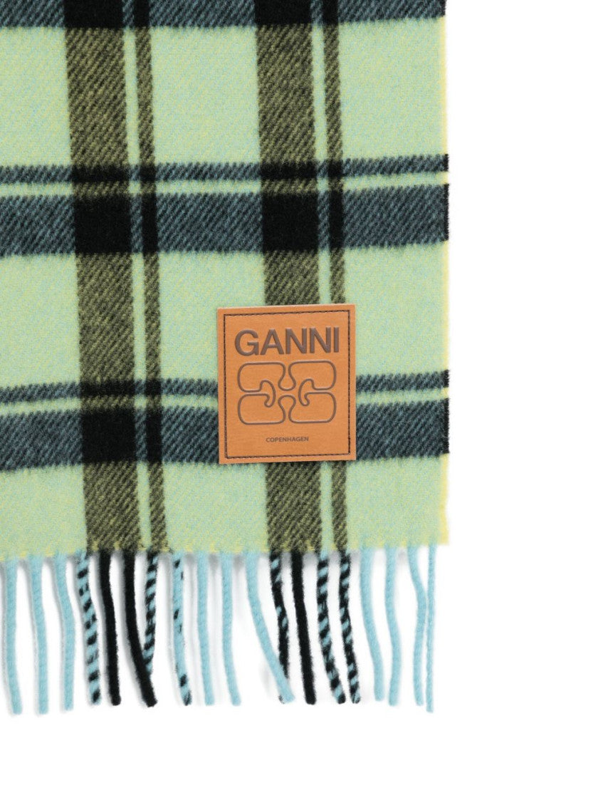 Green Checked Fringed Scarf 3