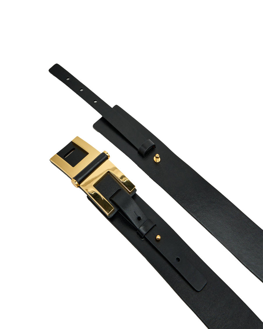 Black Cintura  Logo Solid Belt 2