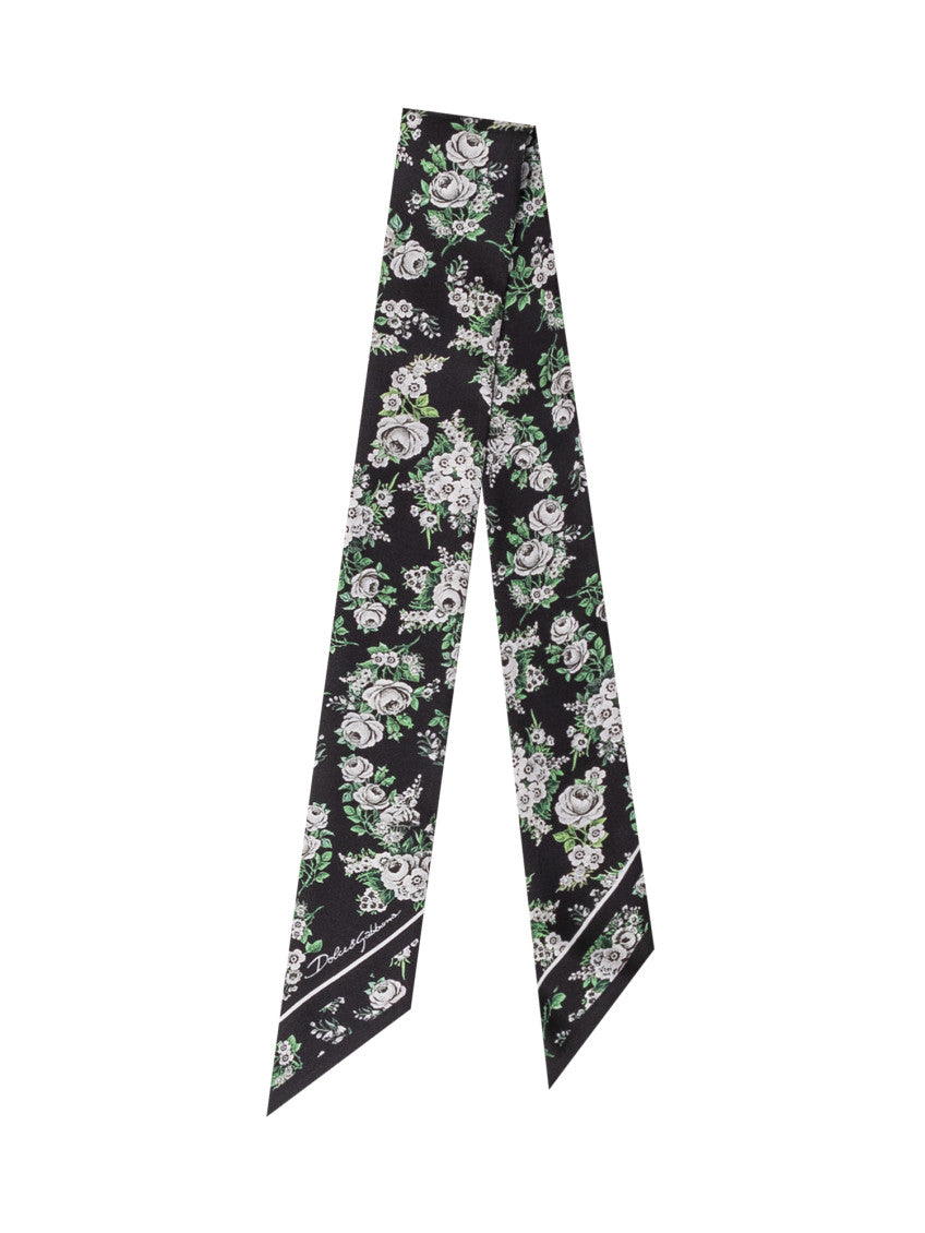 Black Floral Printed Bandana Scarf 1