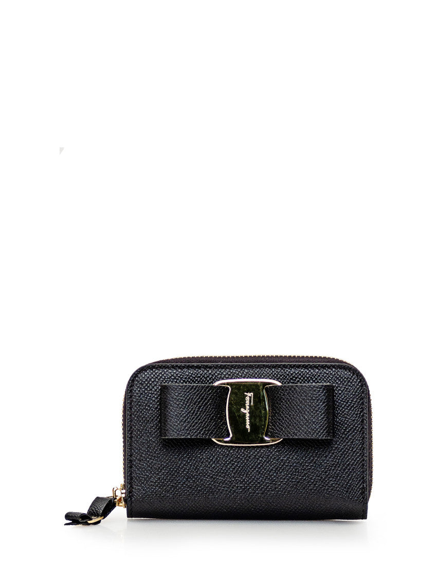 Black Textured Logo Wallet 1