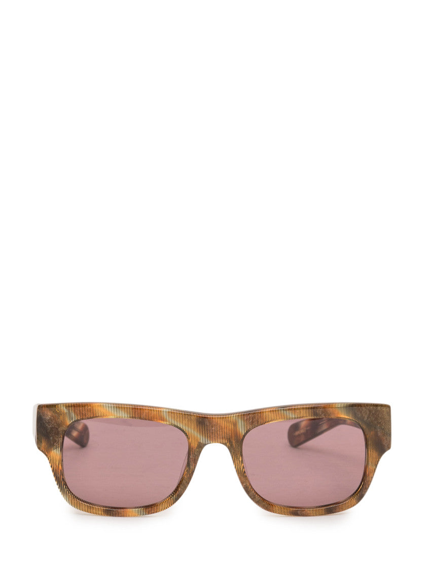 Brown ribbed rectangular sunglasses 1