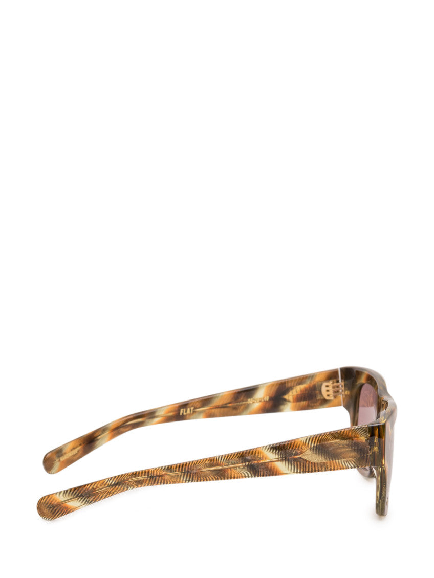 Brown ribbed rectangular sunglasses 2