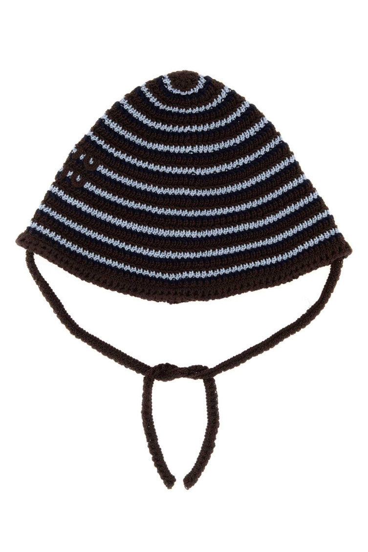 Brown Striped Bucket Hat 1