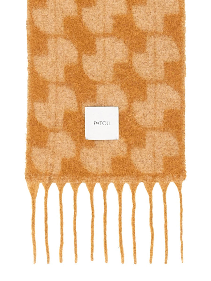 Beige Graphic Fringed Scarf 2