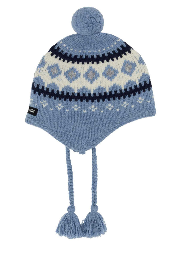Light Blue Knitted Beanie Hat 1