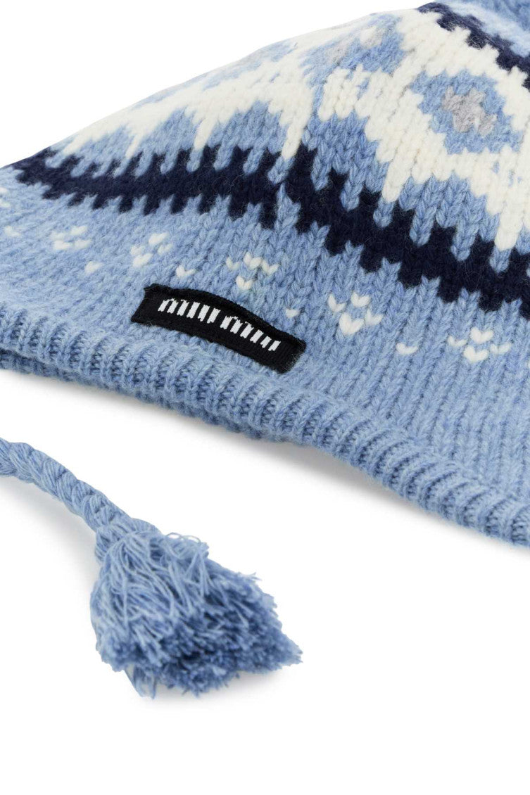 Light Blue Knitted Beanie Hat 2