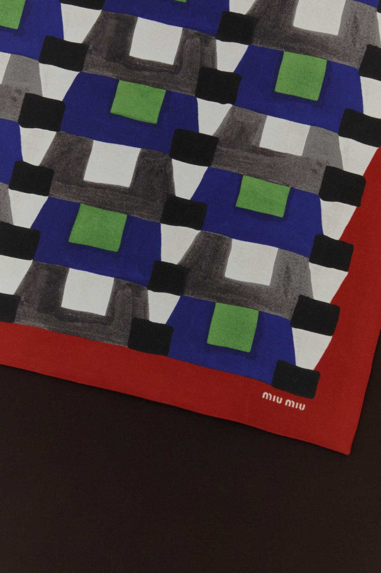 Red Foulard Geometric Scarf 2