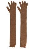 Brown Knitted Solid Gloves 1