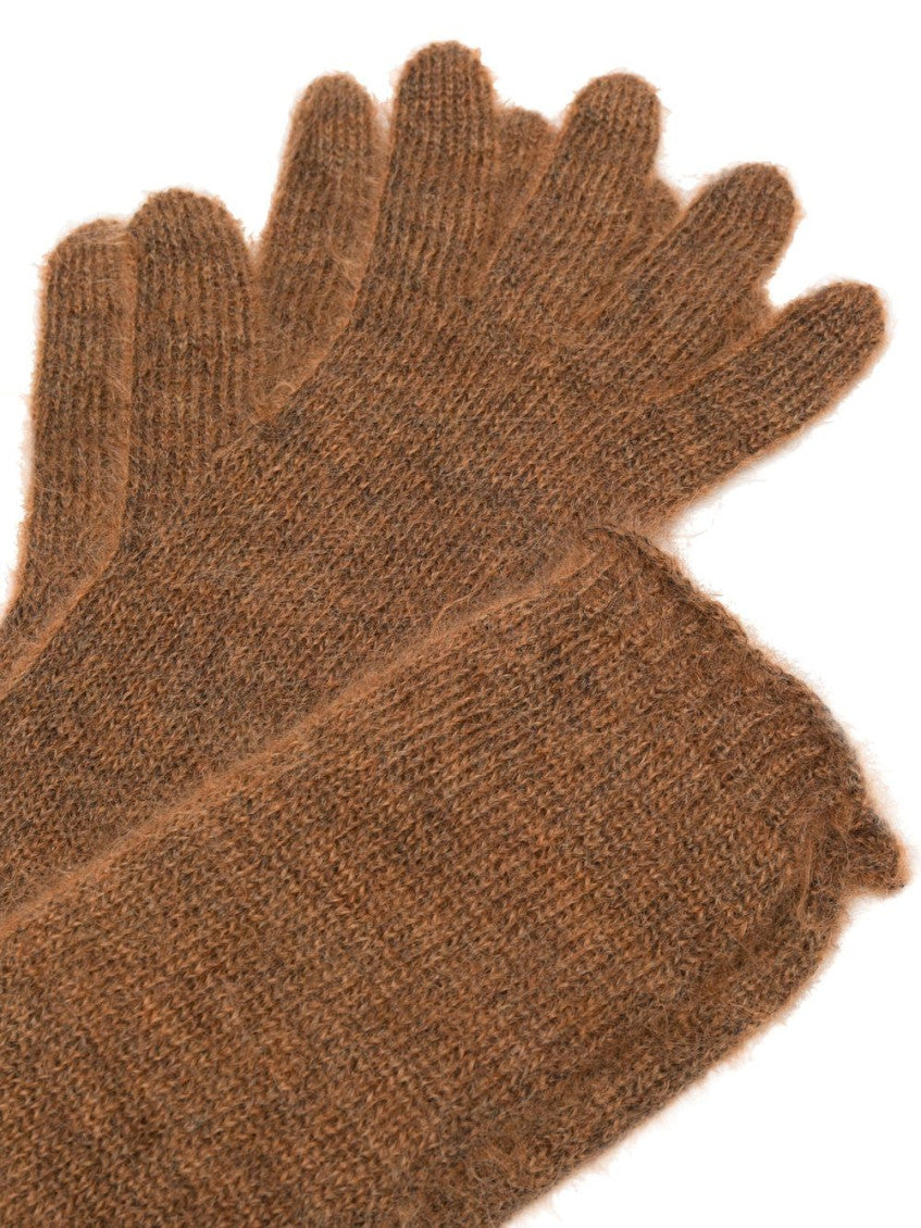 Brown Knitted Solid Gloves 2