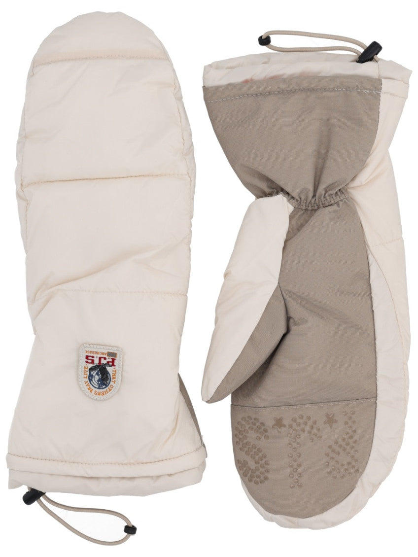 Beige Solid Mitten Gloves 1