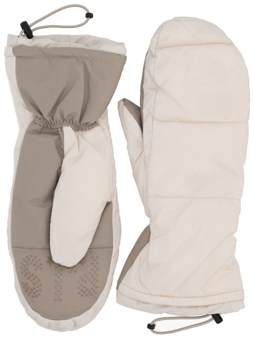 Beige Solid Mitten Gloves 2