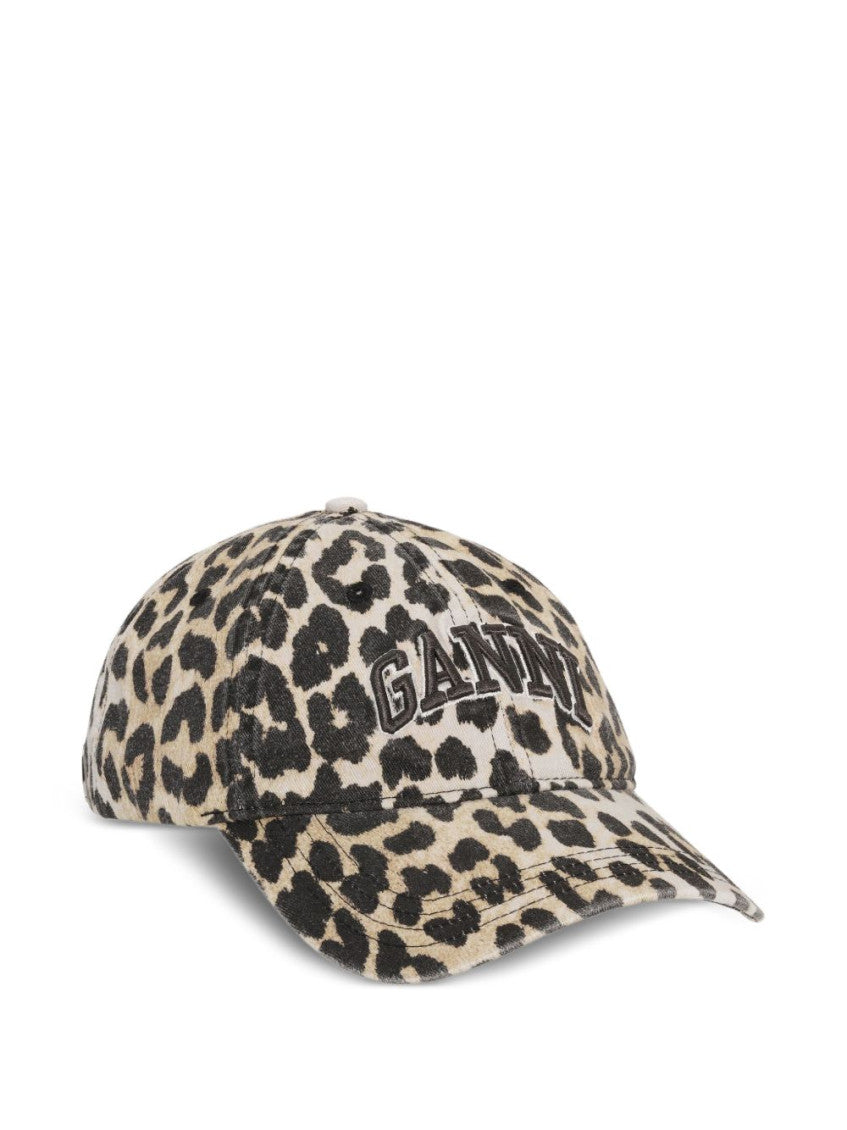Leopard Print Logo Canvas Baseball Cap 1