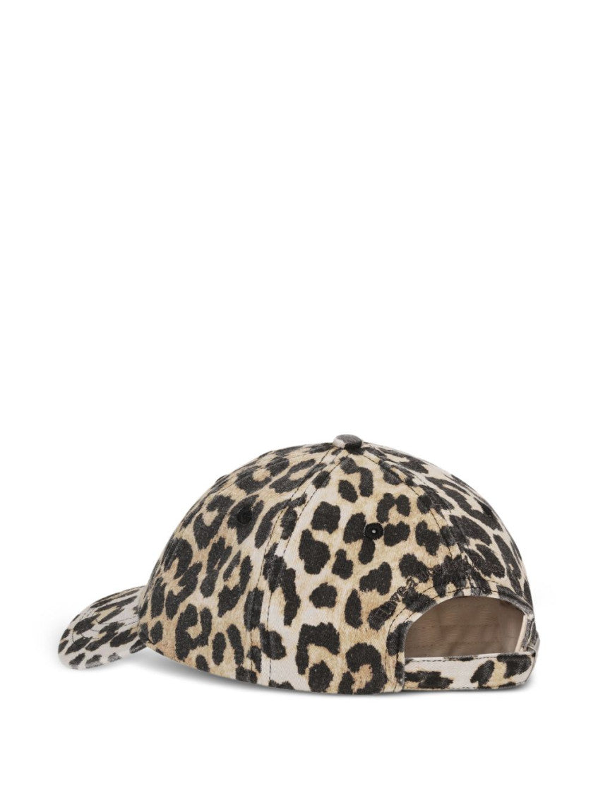 Leopard Print Logo Canvas Baseball Cap 2