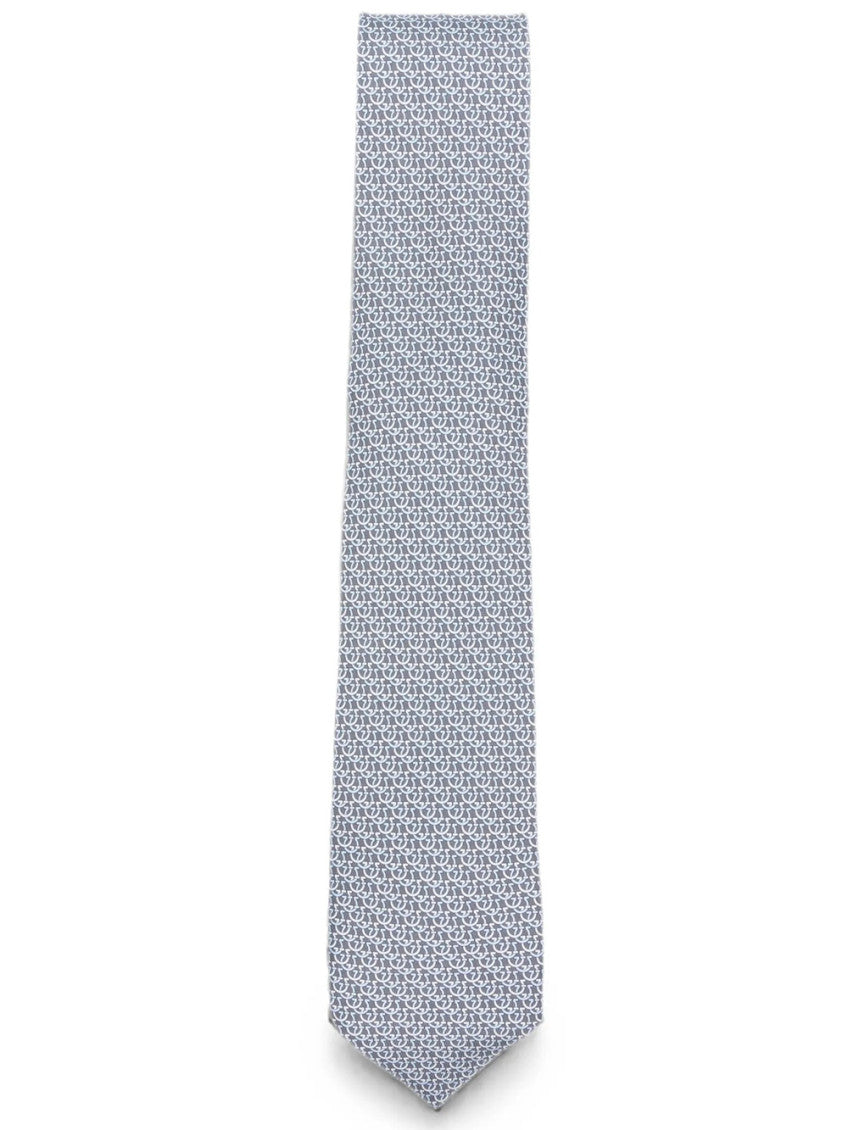 Grey Patterned Logo Tie 1