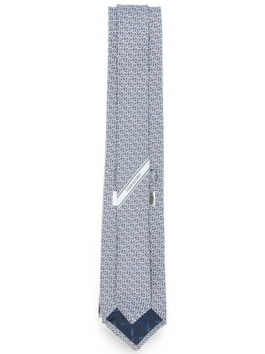 Grey Patterned Logo Tie 2