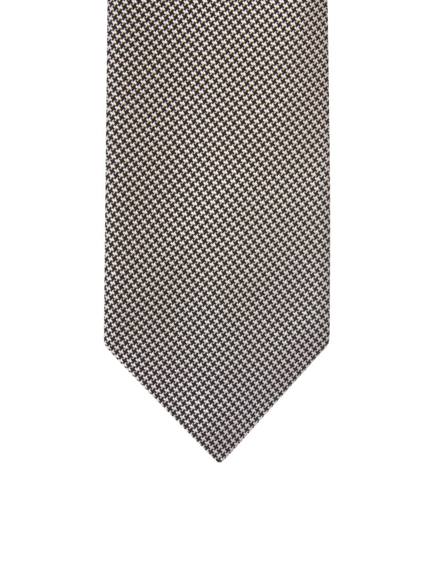 Beige Houndstooth Pattern Tie 1