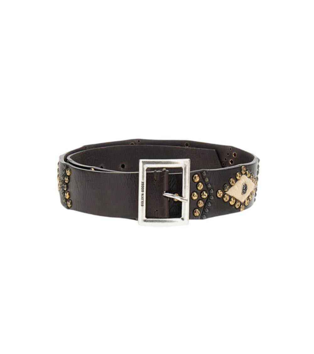 Dark Brown Studded Buckle Belt 1